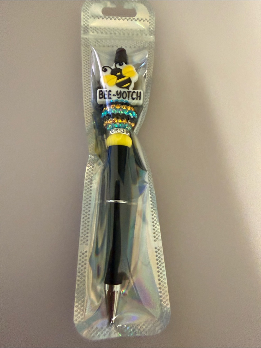 Bee-Yotch beaded Bee Pen in Black and Yellow